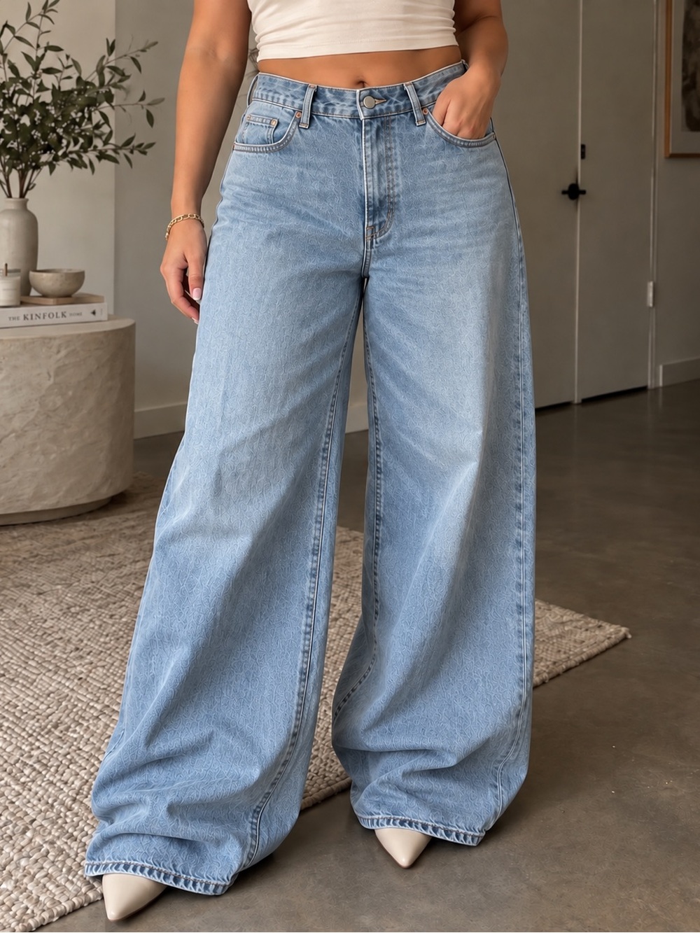 Zara Light Wash Baggy Wide Leg Jeans EUR 42 USA 32